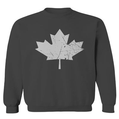 0086. Canada Flag Maple Leaf Canadian Pride Retro Vintage Style Men's Crewneck Sweatshirt (Characol Large) Charcoal