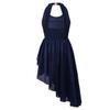 Agoky Girls Back Clasp Irregular Hem Halter Ballet Dancewear Gymnastics Leotard Tutu Dress Navy Blue 3-4 view 2
