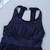 Agoky Girls Back Clasp Irregular Hem Halter Ballet Dancewear Gymnastics Leotard Tutu Dress Navy Blue 3-4 view 3
