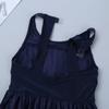 Agoky Girls Back Clasp Irregular Hem Halter Ballet Dancewear Gymnastics Leotard Tutu Dress Navy Blue 3-4 view 4