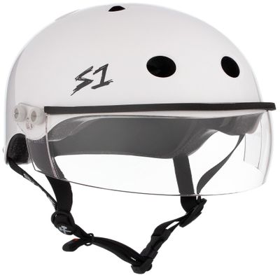 S1 Lifer Visor Helmet Gen 2 for Skateboarding, BMX, and Roller Skating - EPS Fusion Foam, CPSC & ASTM Certified - White Gloss w/Clear Visor XXX-Large (23.5")
