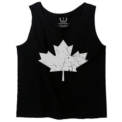 0086. Canada Flag Maple Leaf Canadian Pride Retro Vintage Style Men's Tank Top (Black, 2X-Large)