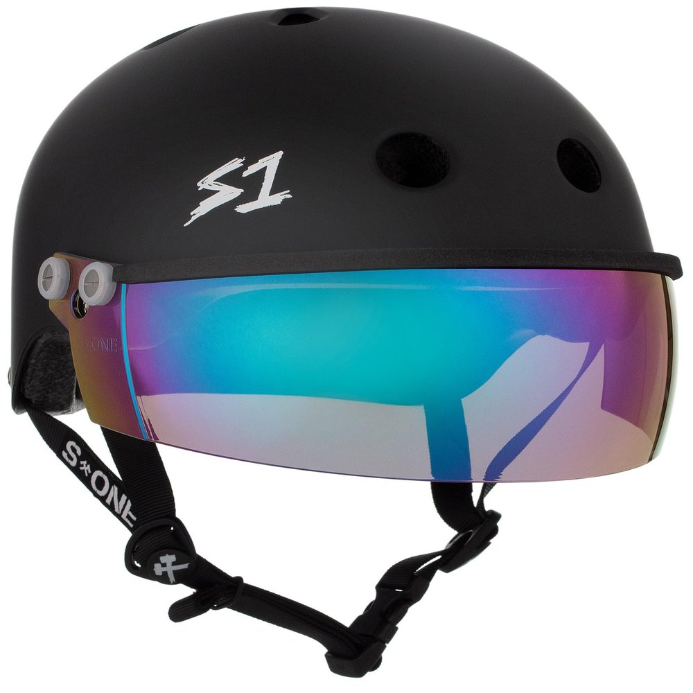 S1 Lifer Visor Helmet Gen 2 for Skateboarding, BMX, and Roller Skating - EPS Fusion Foam, CPSC & ASTM Certified - Black Matte w/Iridium Visor Medium (21.5")