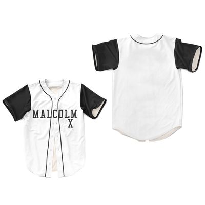 borizcustoms Malcolm X Baseball Jersey Stitch Sewn Baseball Jersey Thug Life XXS - 5XL (30) Black
