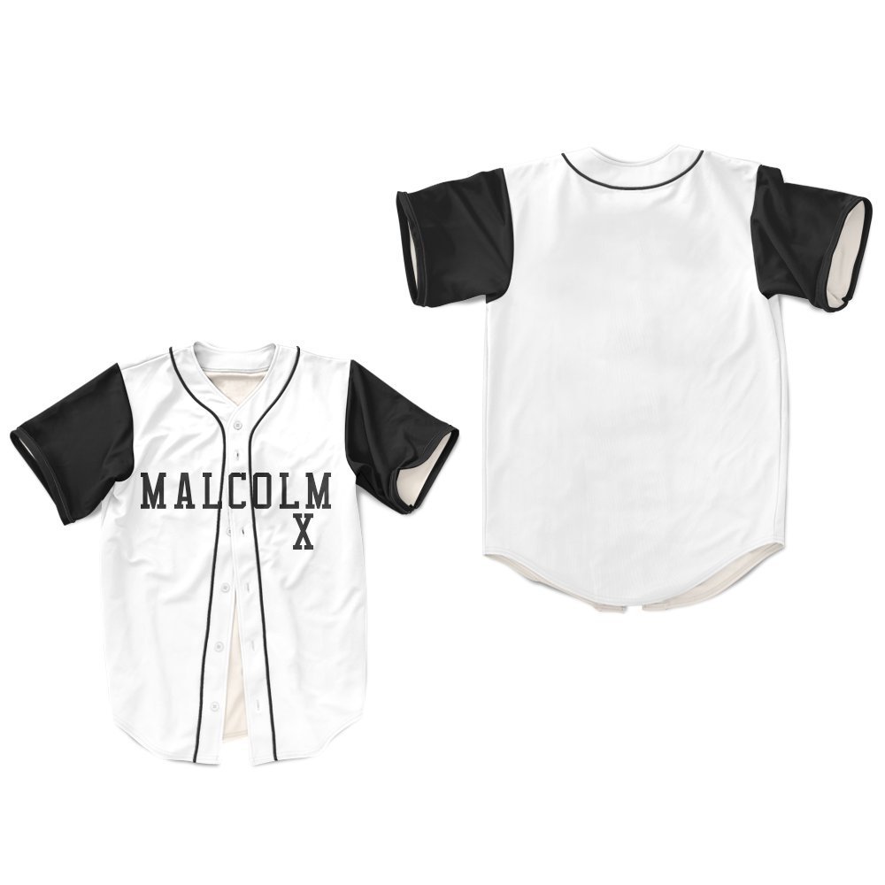 borizcustoms Malcolm X Baseball Jersey Stitch Sewn Baseball Jersey Thug Life XXS - 5XL (30) Black