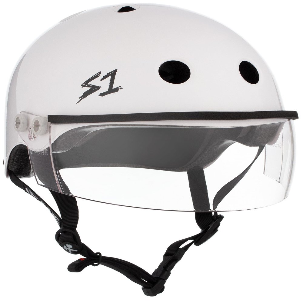 S1 Lifer Visor Helmet Gen 2 for Skateboarding, BMX, and Roller Skating - EPS Fusion Foam, CPSC & ASTM Certified - White Gloss w/Clear Visor X-Small (20.5")