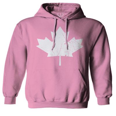 0086. Canada Flag Maple Leaf Canadian Pride Retro Vintage Style Sweatshirt Pullover Hoodie (Pink X-Large)