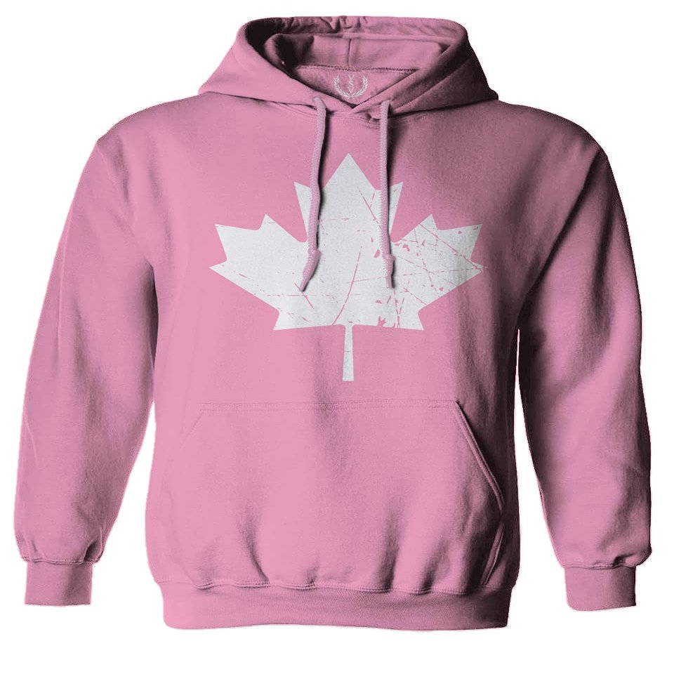 0086. Canada Flag Maple Leaf Canadian Pride Retro Vintage Style Sweatshirt Pullover Hoodie (Pink X-Large)