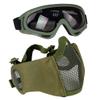 AOUTACC Airsoft Protective Gear Set, Half Face Mesh Mask with Ear Protection and Tactical Goggles for Adult Men Women BBS Paintball Shooting CS Survival Games Cosplay (Green) view 1