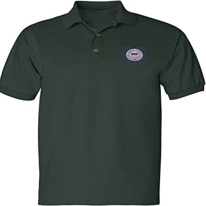 ALLNTRENDS Men's Polo T Shirt Coast Guard Embroidered USCG Top USA Embroidery (2XL, Forest Green)