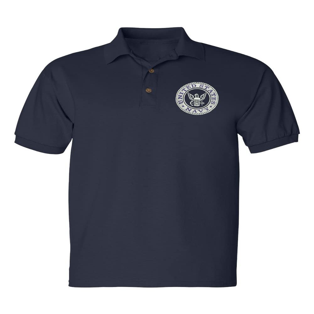 ALLNTRENDS Men's Polo T Shirt US Navy Embroidered Army Top USA American Soldier (XL, Navy Blue)