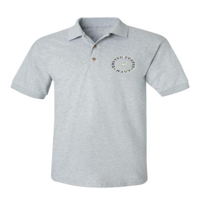 ALLNTRENDS Men's Polo T Shirt US Navy Embroidered Army Top USA American Soldier (S, Sporty Grey)