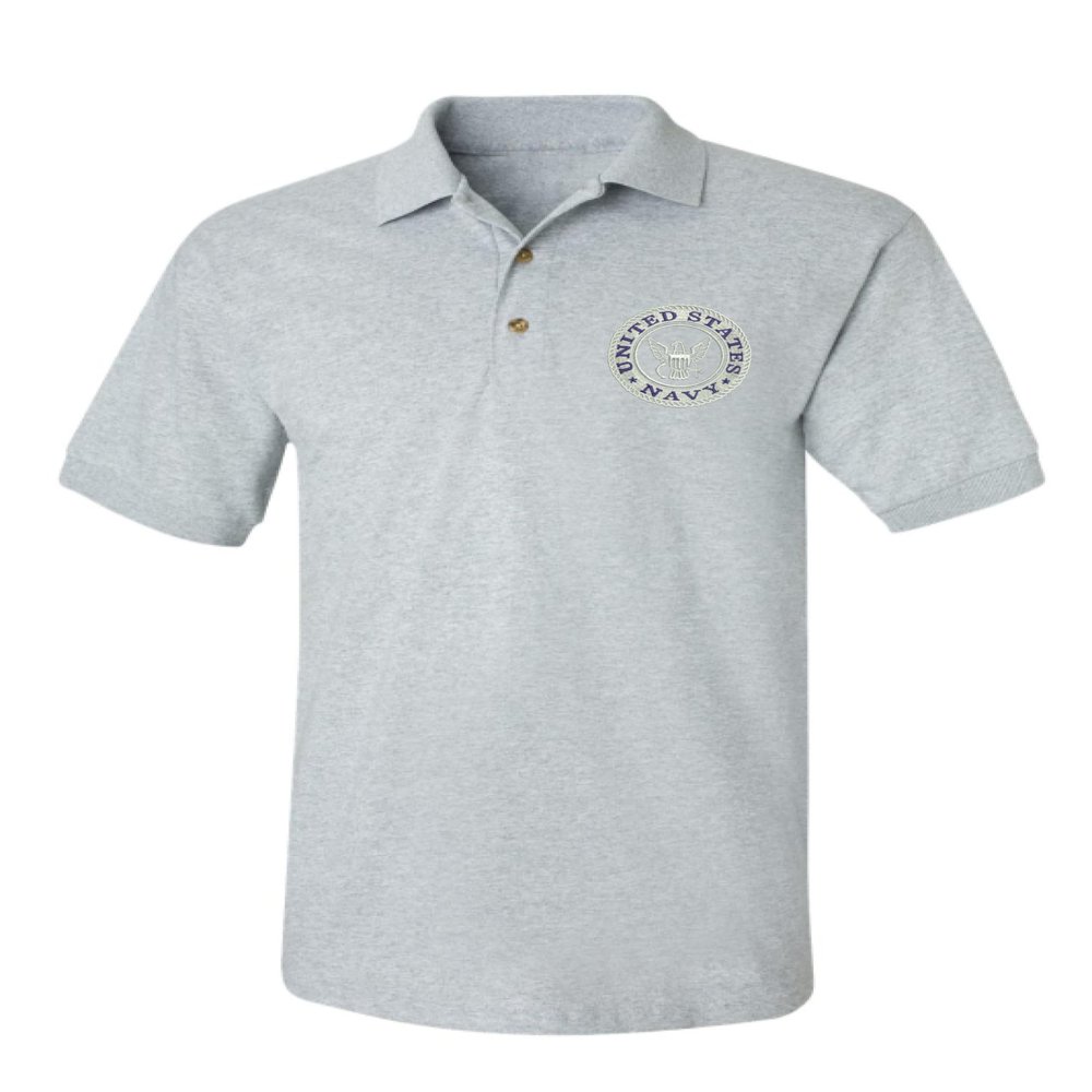 ALLNTRENDS Men's Polo T Shirt US Navy Embroidered Army Top USA American Soldier (S, Sporty Grey)