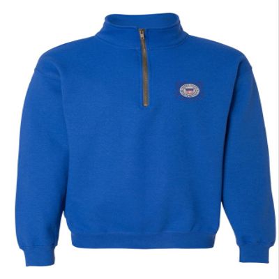 ALLNTRENDS Adult Zip Collar Sweatshirt USCG Embroidered Coast Guard Top America (2XL, Royal Blue)
