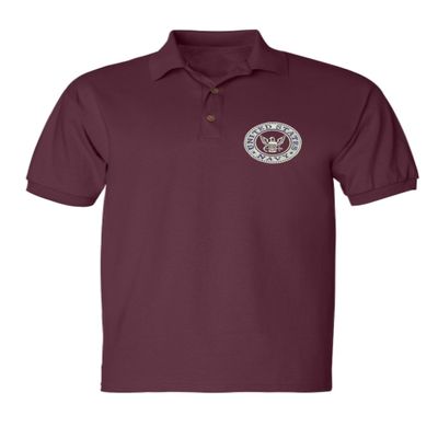 ALLNTRENDS Men's Polo T Shirt US Navy Embroidered Army Top USA American Soldier (L, Maroon)