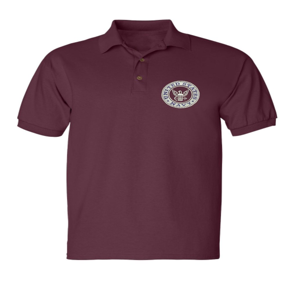 ALLNTRENDS Men's Polo T Shirt US Navy Embroidered Army Top USA American Soldier (L, Maroon)
