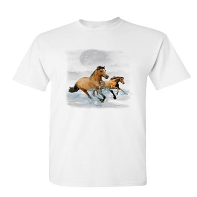Running Wild Horses T-Shirt Wildlife Mustangs Nature Animals Mens Tee Shirt White Small