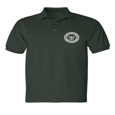 ALLNTRENDS Men's Polo T Shirt US Navy Embroidered Army Top USA American Soldier (M, Forest Green)