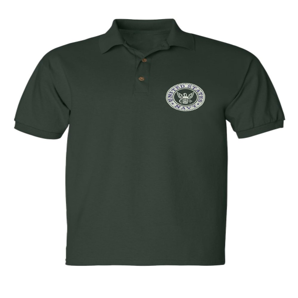 ALLNTRENDS Men's Polo T Shirt US Navy Embroidered Army Top USA American Soldier (M, Forest Green)
