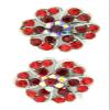 Silver-tone,Simulated Rhinestone Flower Cluster Clip-On Earrings (Red Heart Shape Flower) view 2