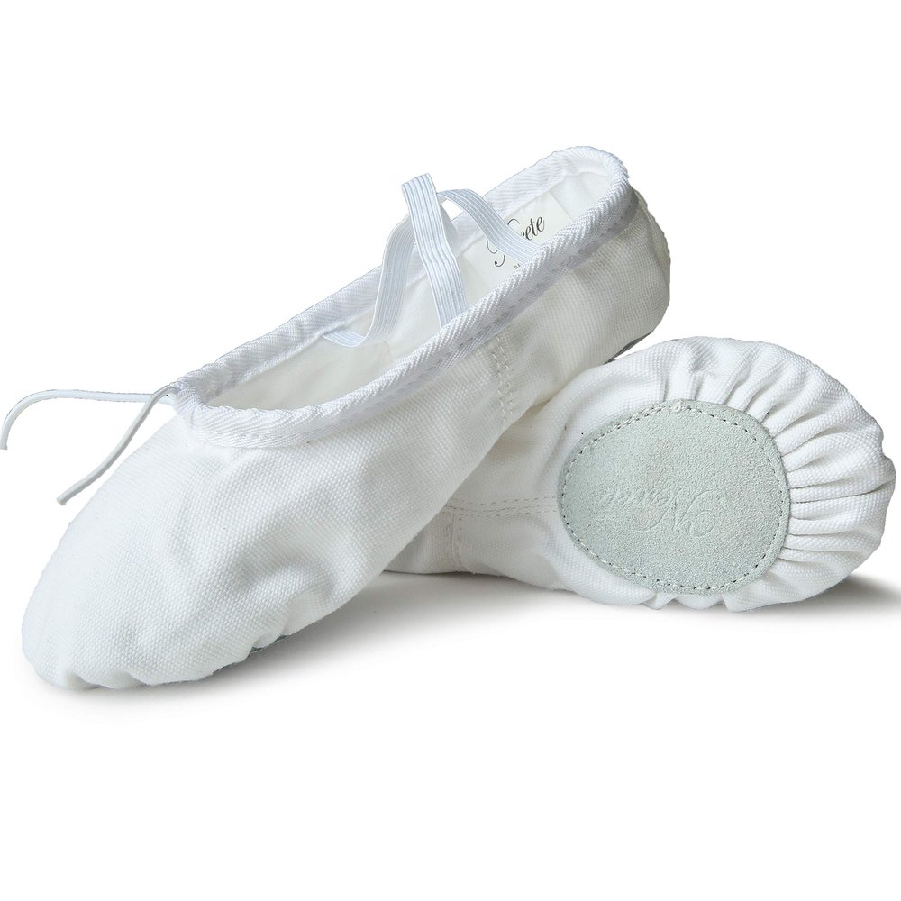 Nexete Ballet Shoes Slippers Classic Canvas Split-Sole Dance Slippers for Toddler Kid Girl Boy Women (Women EU 44 / US 11, White)