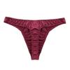 FEESHOW Men's Sexy Satin Bikini Briefs Ruffled Low Rise Underwear G-String Thongs Wine Red Large (waist 29.0-43.0") view 2