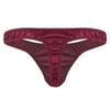 FEESHOW Men's Sexy Satin Bikini Briefs Ruffled Low Rise Underwear G-String Thongs Wine Red Large (waist 29.0-43.0") view 4