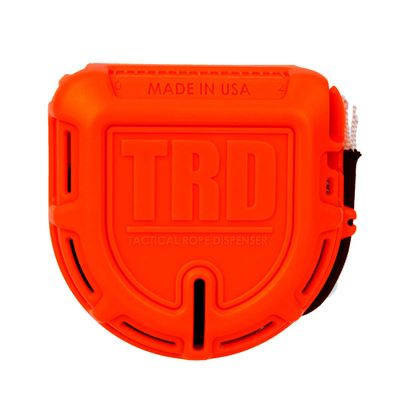 Atwood Rope MFG Tactical 550 Paracord Parachute Cord Rope Dispenser 50ft Spool TRD | Cutting Blade, Belt Clip, Cord Grip, View Port, Integrated Ruler (Orange)