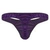 FEESHOW Men's Sexy Satin Bikini Briefs Ruffled Low Rise Underwear G-String Thongs Purple X-Large (waist 31.5-46.0") view 4