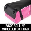 Athletico Rolling Baseball Bag - Wheeled Bat Bag for TBall & Softball Equipment for Youth, Kids, and Adults (Pink) view 3