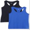 Amazon Essentials Women's Active Workout Quick Dry Tech Stretch Racerback Tank Top (Available in Plus Size), Pack of 2, Bright Blue/Black, XX-Large view 1