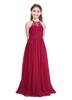 Agoky Halter Lace Flower Girls Dress Wedding Bridesmaid Party Ball Gown Floor Length Dresses Burgundy 8 view 1