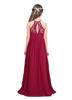 Agoky Halter Lace Flower Girls Dress Wedding Bridesmaid Party Ball Gown Floor Length Dresses Burgundy 8 view 2