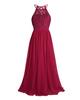 Agoky Halter Lace Flower Girls Dress Wedding Bridesmaid Party Ball Gown Floor Length Dresses Burgundy 8 view 3