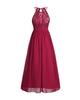 Agoky Halter Lace Flower Girls Dress Wedding Bridesmaid Party Ball Gown Floor Length Dresses Burgundy 8 view 4