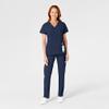 WonderWink W123 Womens Flat-Front Double Cargo Pant  Navy, Medium Petite view 3