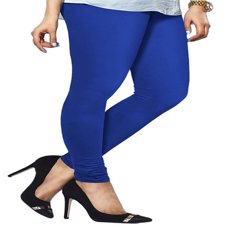 ladyline Extra Long Churidar Leggings Plain Cotton Indian Yoga Workout Pants for Women (2XL-3XL-Ink Blue)