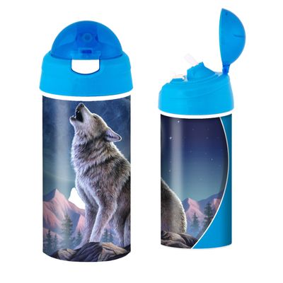 3D LiveLife Drinking Bottle - Moonlight Sonata from Deluxebase. Wolf 20oz Tumbler with Lenticular 3D Image, BPA Free Reusable Water Bottle with Easy to Use Straw Lid.