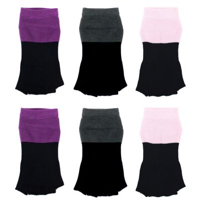 BambooMN Women's Small/Medium Yoga Rayon from Bamboo Fiber Non- Skid Socks - Assortment A - 6 Pair