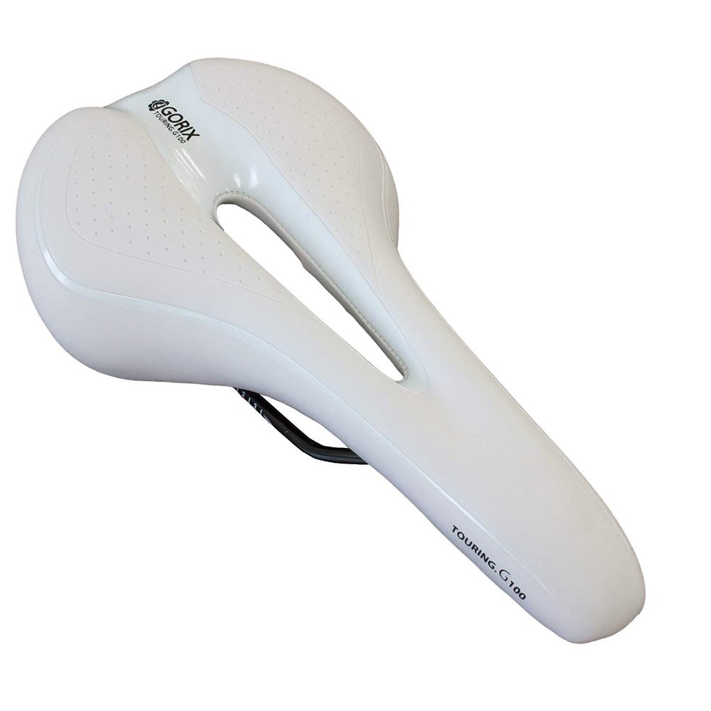 GORIX Bike Saddle Seat Comfortable Cushion with Rail Mountain Road Bicycle for Men and Women (GX-C19) (All White)