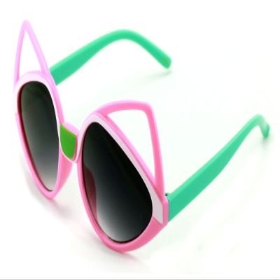 V.W.E. Kids sunglasses - Girl kitty Cat Ages 2 to 8 years old - 100% UV Protection (Pink/Green)