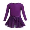 Alvivi Kids Girls Team Basic Long Sleeve Gymnastics Ballet Dance Leotard with Wrap Skirt Tutu Dress Long sleeves Dark Purple 8-10 Years