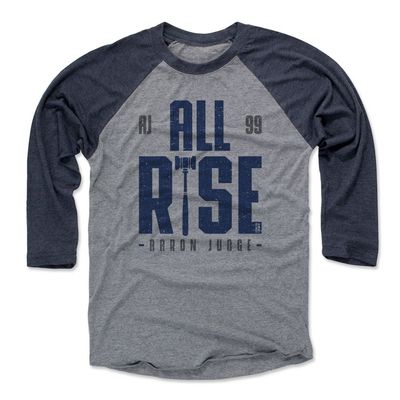 500 LEVEL Aaron Judge 3/4 Sleeve T-Shirt (Baseball Tee, X-Small, Navy/Heather Gray) - Aaron Judge Rise B