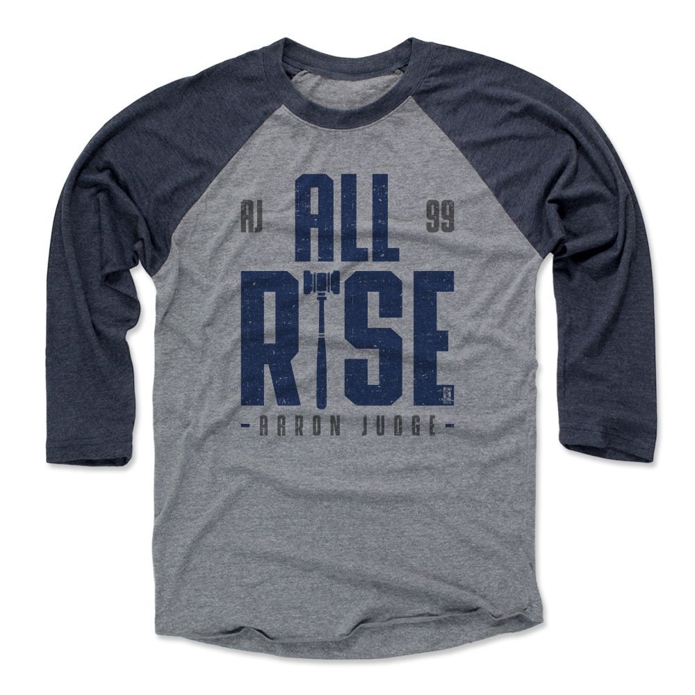 500 LEVEL Aaron Judge 3/4 Sleeve T-Shirt (Baseball Tee, X-Small, Navy/Heather Gray) - Aaron Judge Rise B