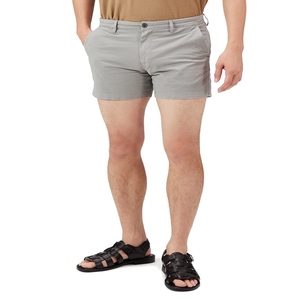 Amazon Essentials Men's Slim-Fit 5" Flat-Front Comfort Stretch Chino Shorts, Light Grey, 36