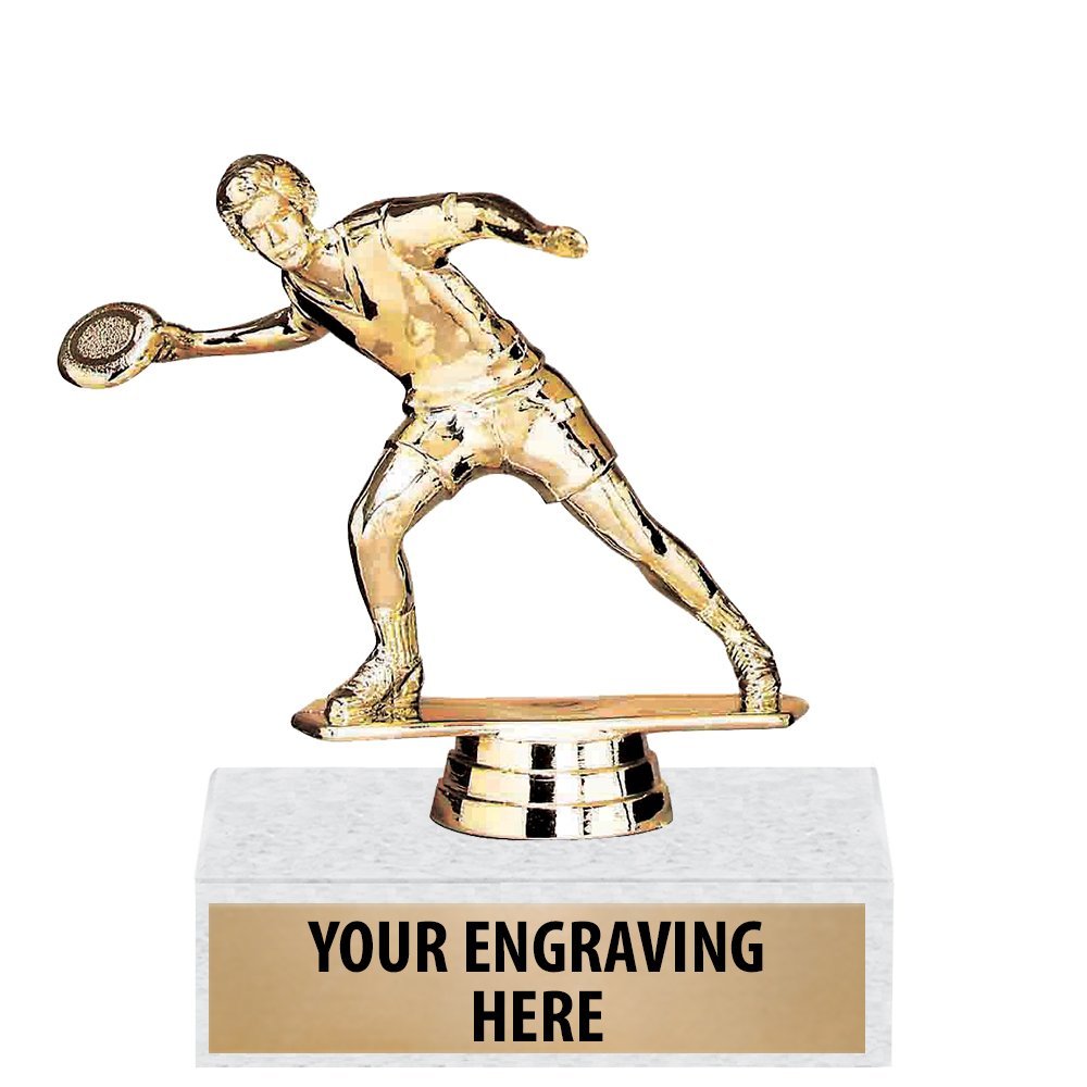 6" Gold Frisbee Trophies - Male Frisbee Award Trophy 50 Pack