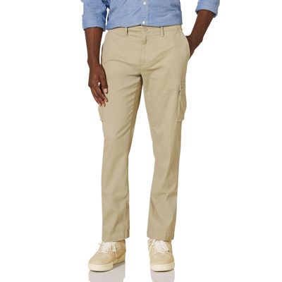 Amazon Essentials Men's Straight-Fit Stretch Cargo Pant (Available in Big & Tall), Khaki Brown, 35W x 29L