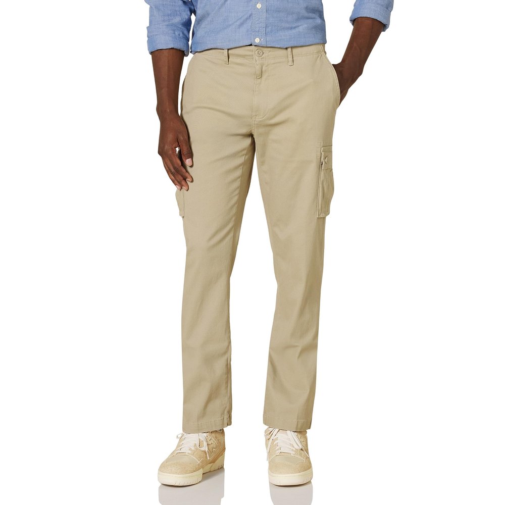 Amazon Essentials Men's Straight-Fit Stretch Cargo Pant (Available in Big & Tall), Khaki Brown, 35W x 29L