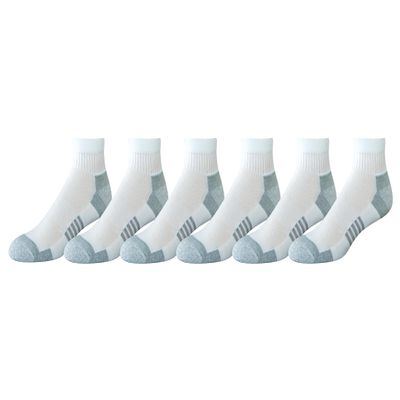 Amazon Essentials Men's Big-Tall 6-Pack Peformance Cotton Cushioned Athletic Ankle Socks Sockshosiery, -white, Shoe Size: 12-16