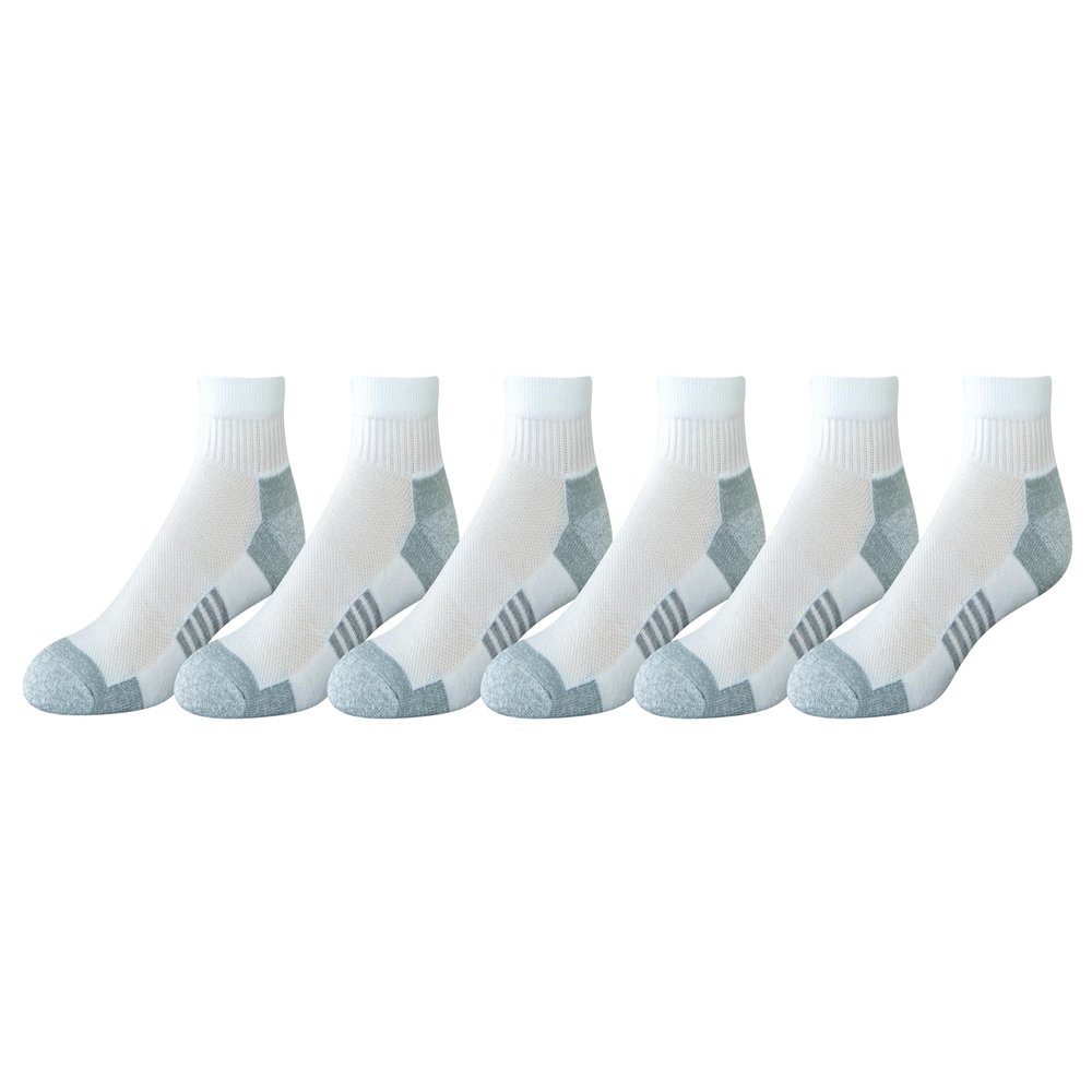 Amazon Essentials Men's Big-Tall 6-Pack Peformance Cotton Cushioned Athletic Ankle Socks Sockshosiery, -white, Shoe Size: 12-16